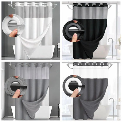 No Hook Shower Curtain with Snap-in Liner