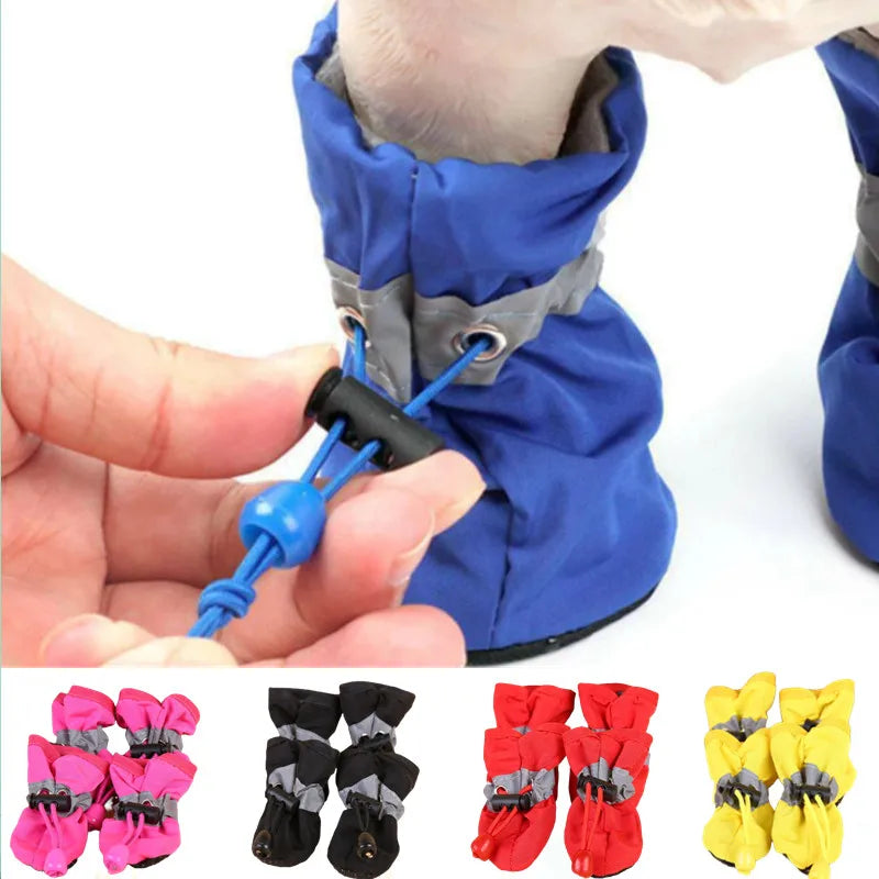 4-piece waterproof anti-slip pet shoes