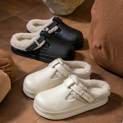 Plush platform mule slippers, view 4