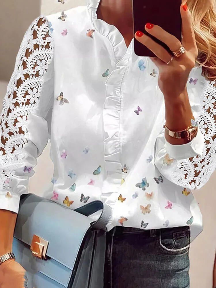 Butterfly print blouse, view 2