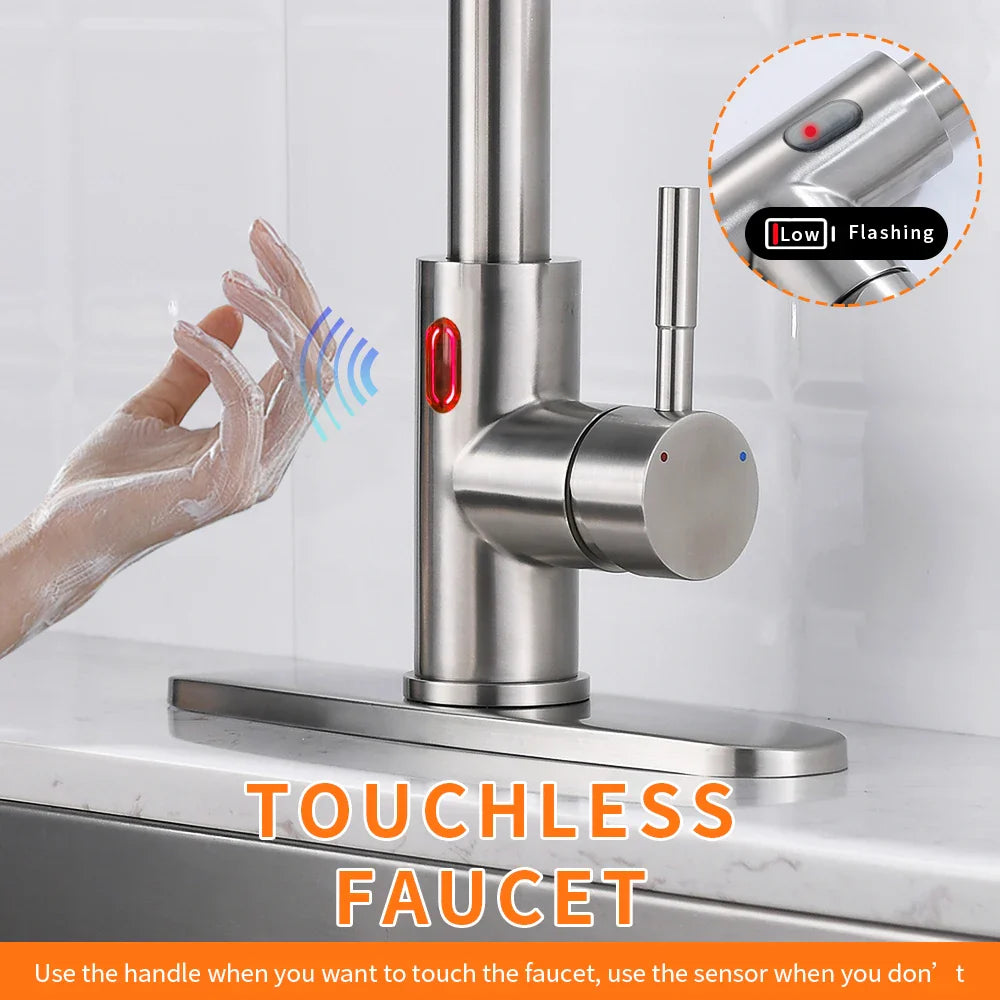 Touchless LED Light Kitchen Sink Faucet