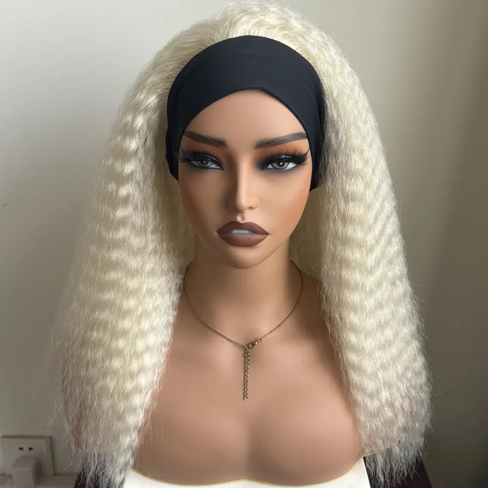 Short Kinky Straight Synthetic Wig High Puff