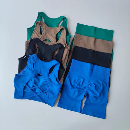 2 PCS Women's Seamless Yoga Set Sexy Sport Bra