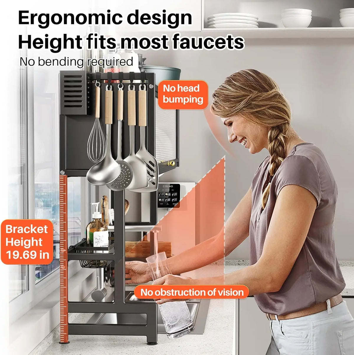 Over-sink dish rack, view 3
