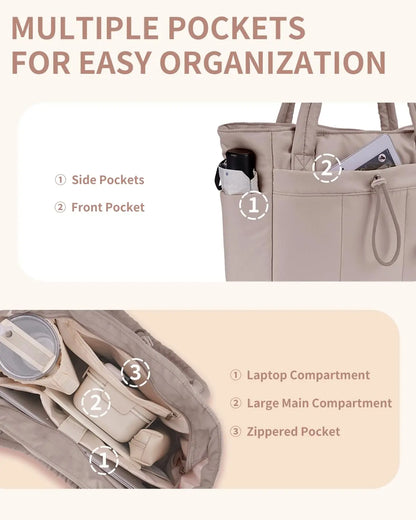 Tote with Cup Holder Laptop Compartment