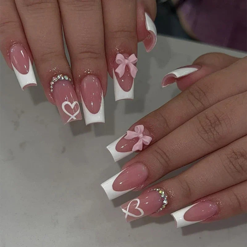 Chic Bow Tie Adorned Press On Nails