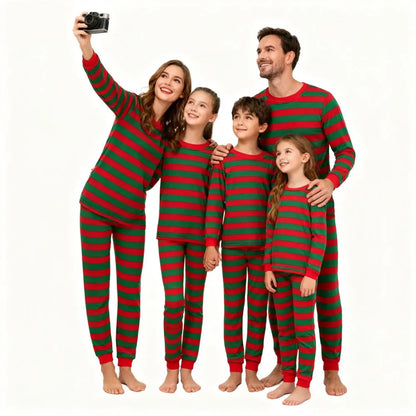Stripes Christmas Family Pajamas Set