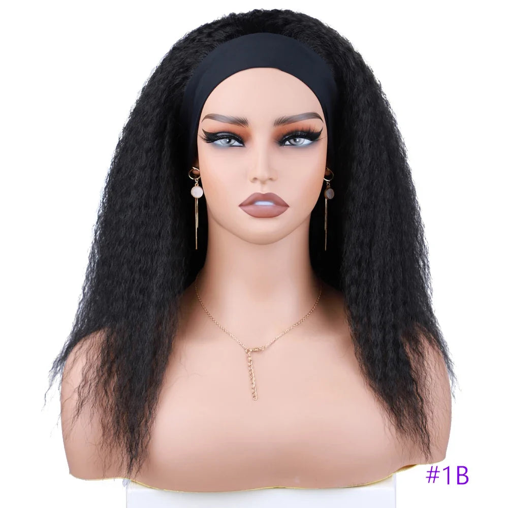 Short Kinky Straight Synthetic Wig High Puff