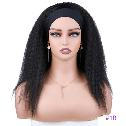 Short Kinky Straight Synthetic Wig High Puff