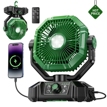 Rechargeable camping fan with LED lantern, view 14