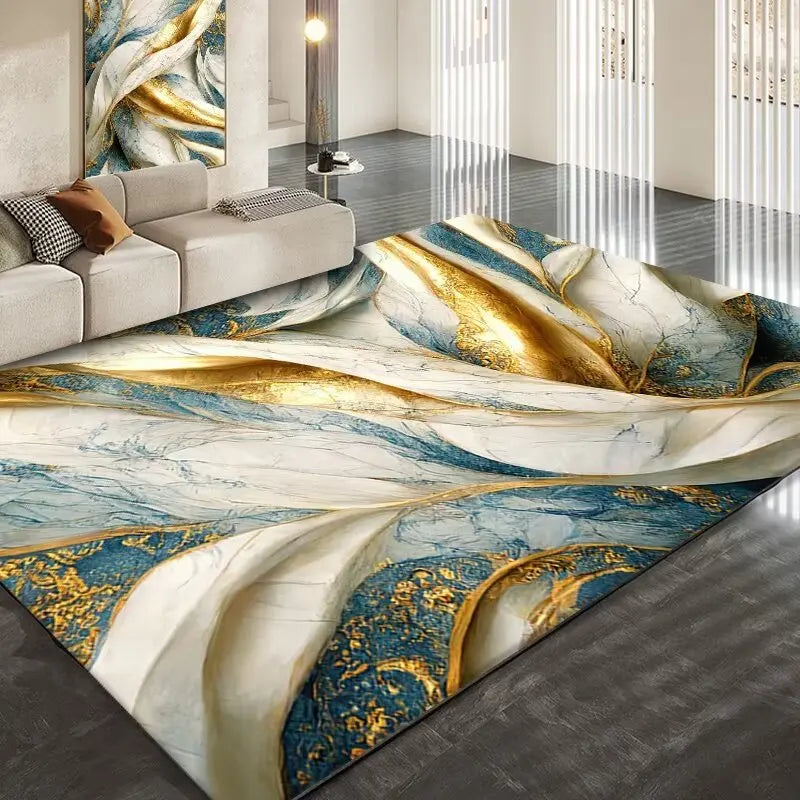 Luxury Golden Abstract marble Rugs