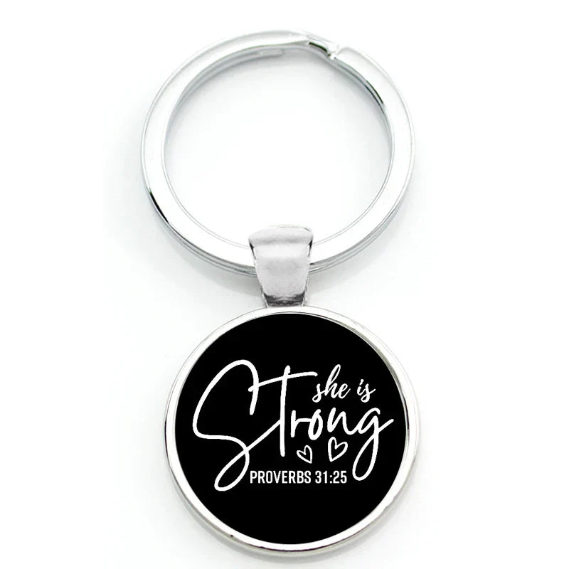 Keychain With Printed Bible Quote