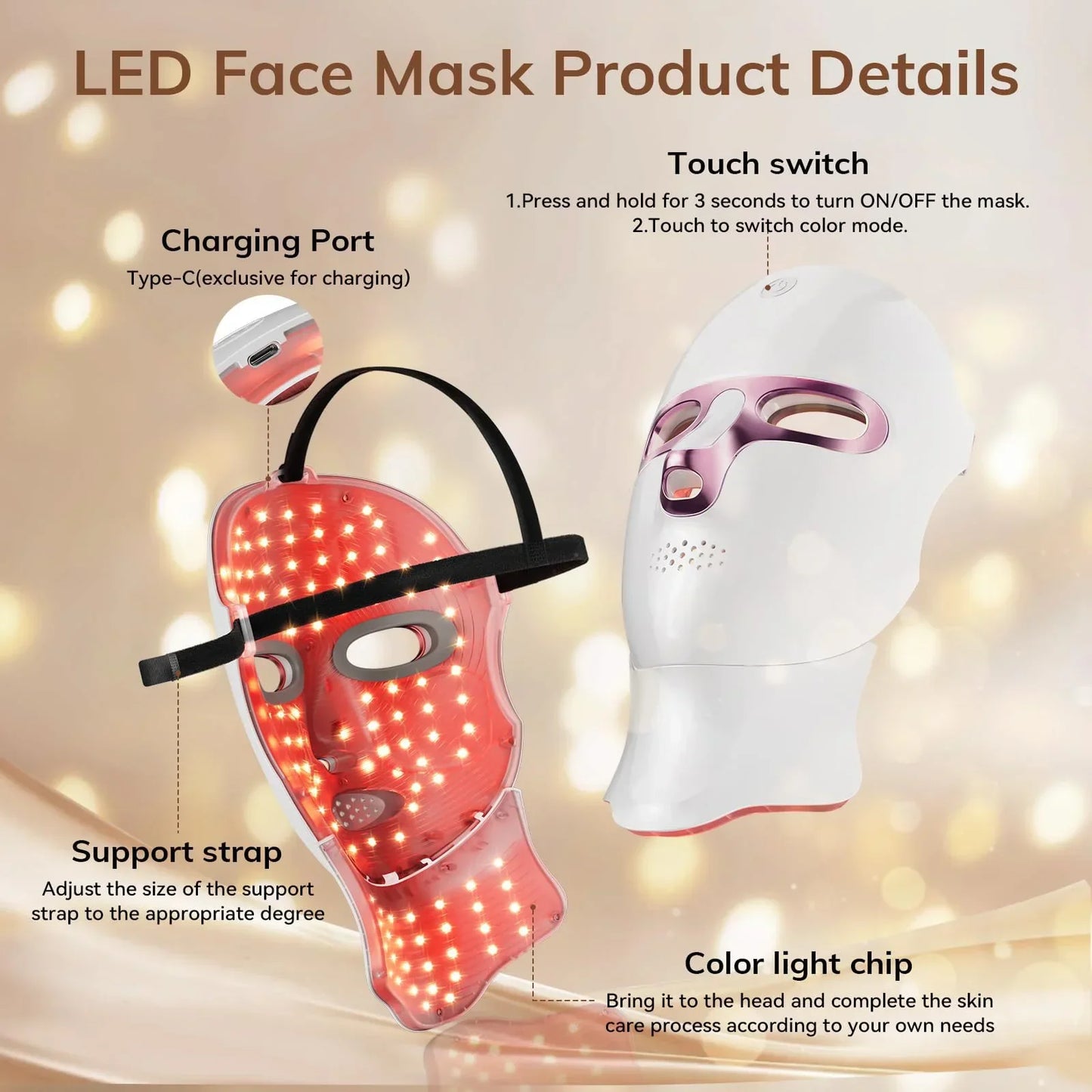 USB Rechargeable LED Face Mask