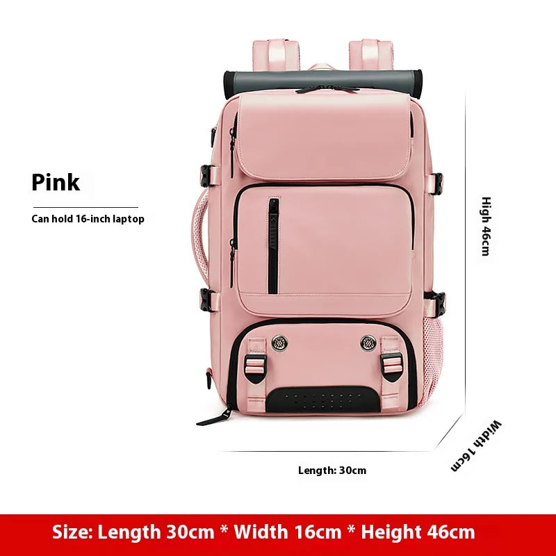USB carry-on backpack in pink