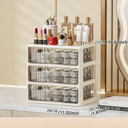 Cream Color Cosmetics Box, Multi-compartment Organizer