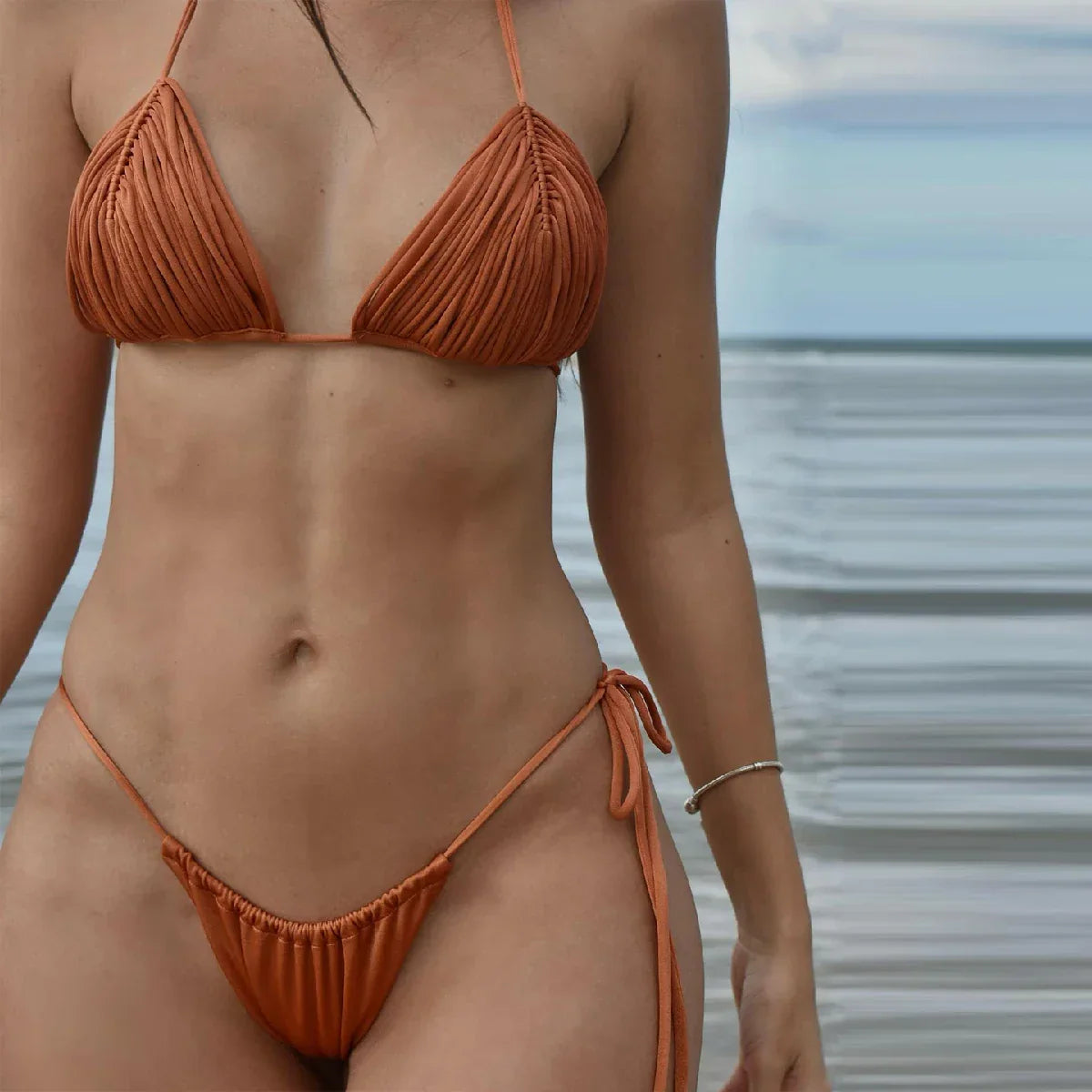 Ruched Triangle Brazilian Bikini in 13 Colors