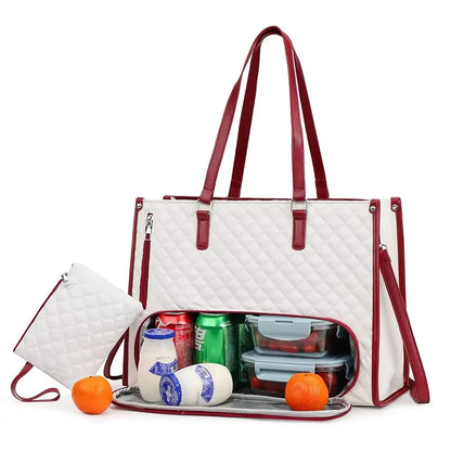 2-in-1 laptop tote in Red and white