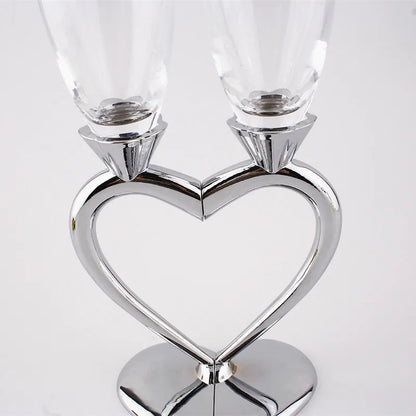 2pcs Heart-shaped Crystal Champagne Glasses Set