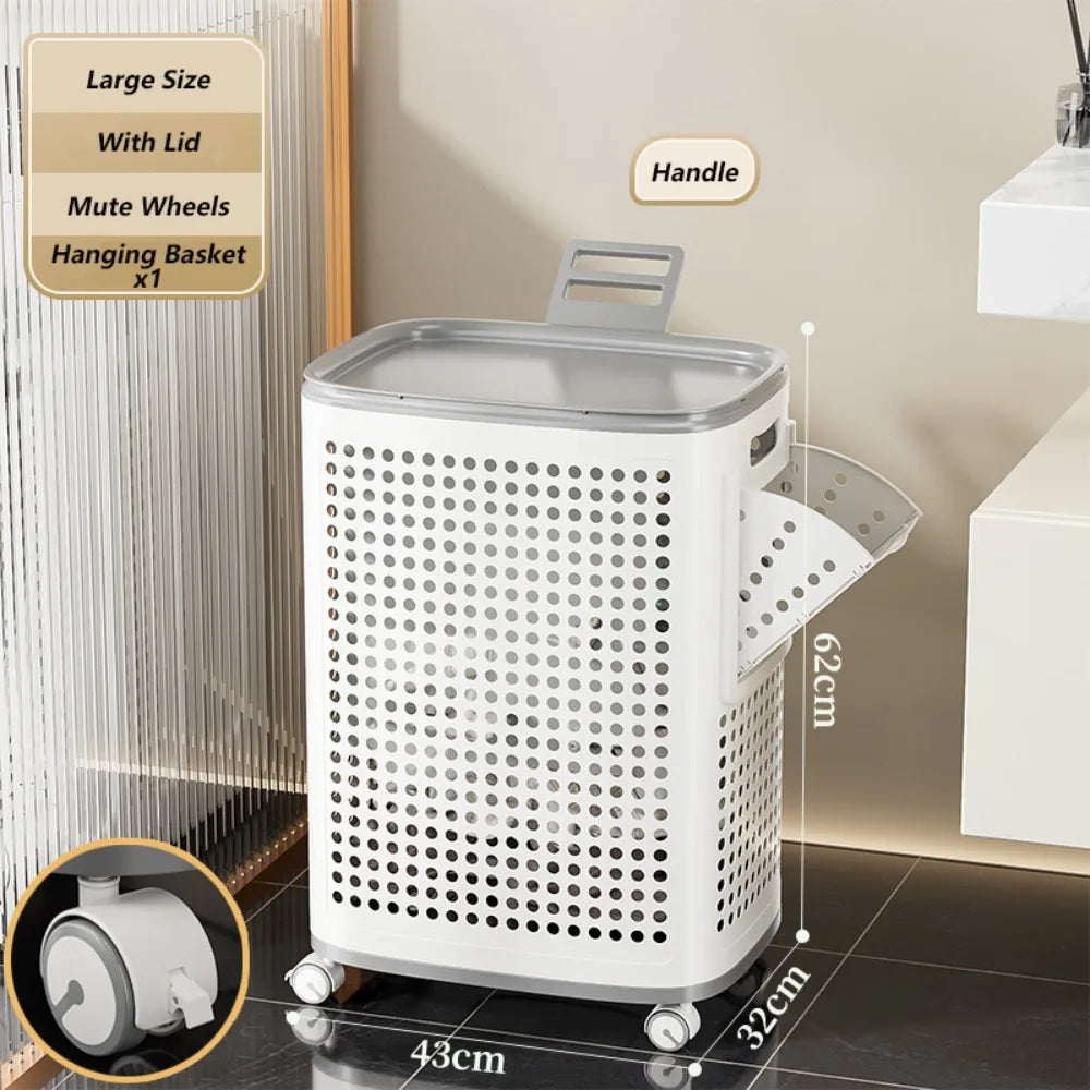 Foldable Dirty Clothes Basket with Wheels
