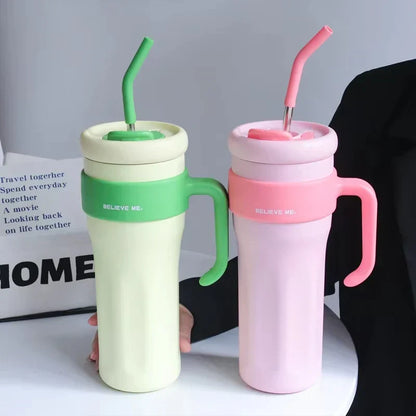 Large Capacity Straw Tumblers with Handle