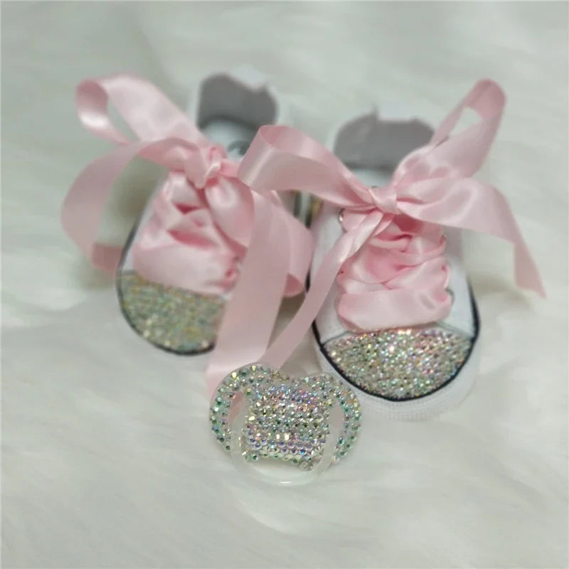 Diamond Baby Shoes Pacifier Set