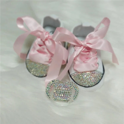 Diamond Baby Shoes Pacifier Set