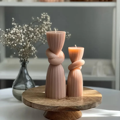 3D striped & columnar silicone candle holder molds