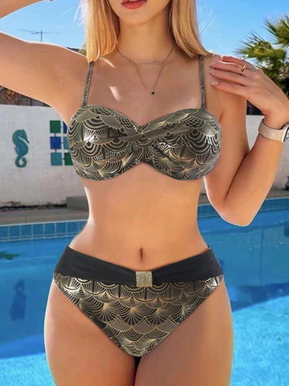 Metallic Stitch Push Up Bikini