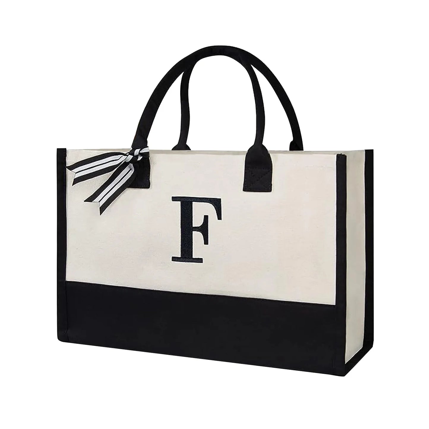 Embroidered Letter Canvas Handbag