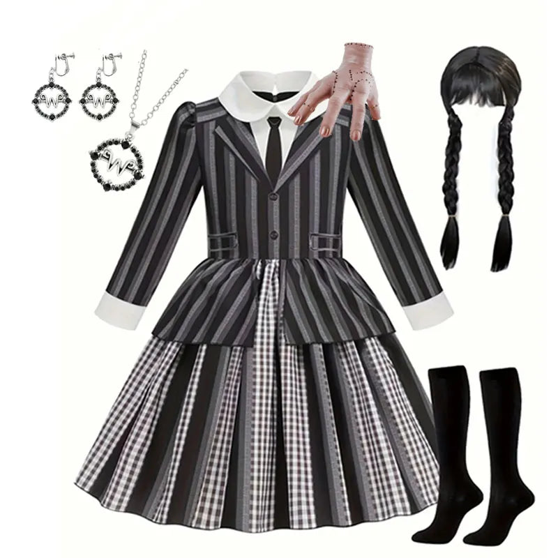 Addams Black Striped Dress Halloween Costume