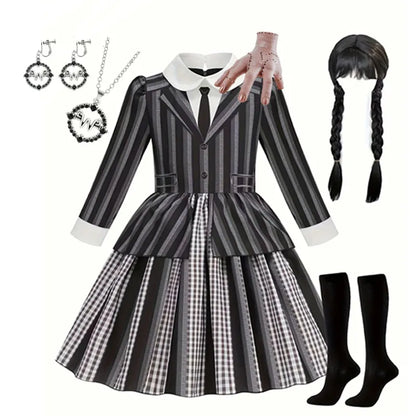Addams Black Striped Dress Halloween Costume