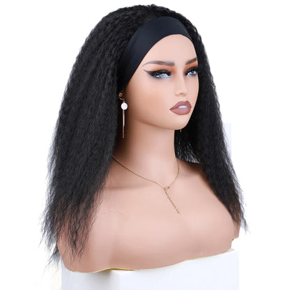 Short Kinky Straight Synthetic Wig High Puff