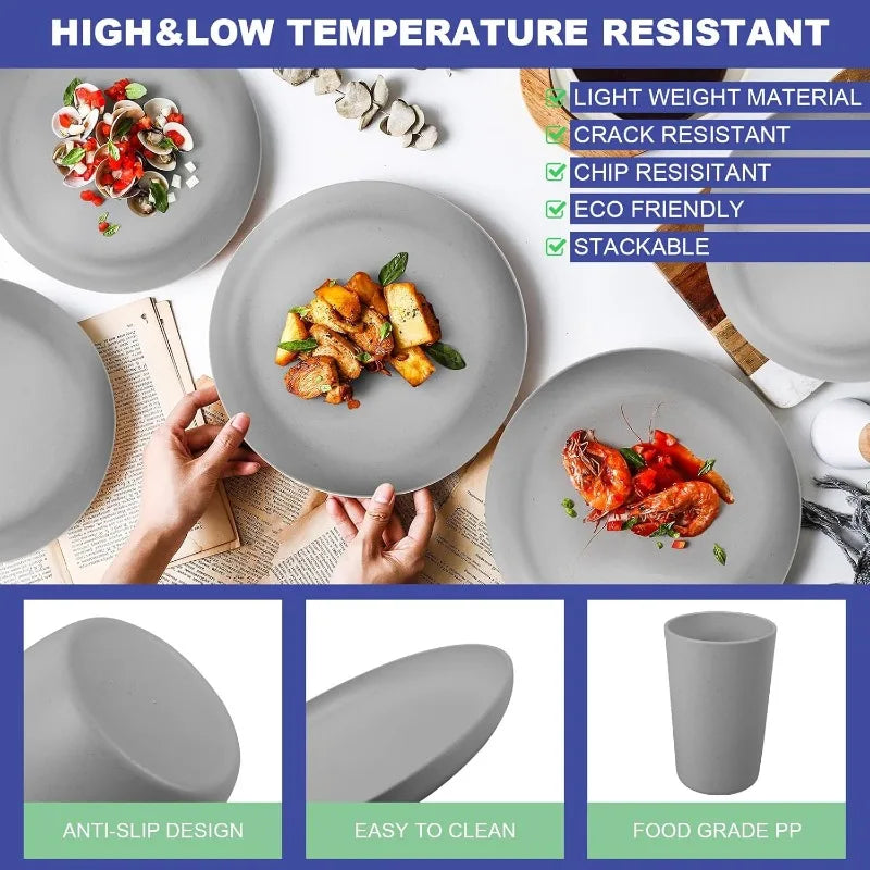 Plastic Wheat Straw Dinnerware Sets