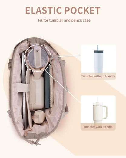Tote with Cup Holder Laptop Compartment