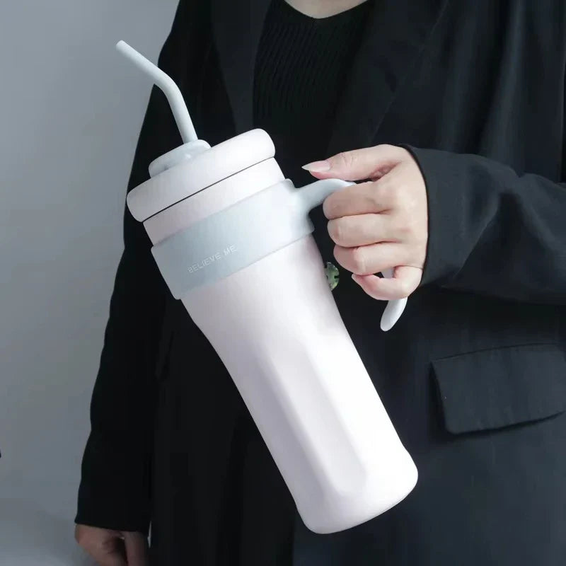 Large Capacity Straw Tumblers with Handle
