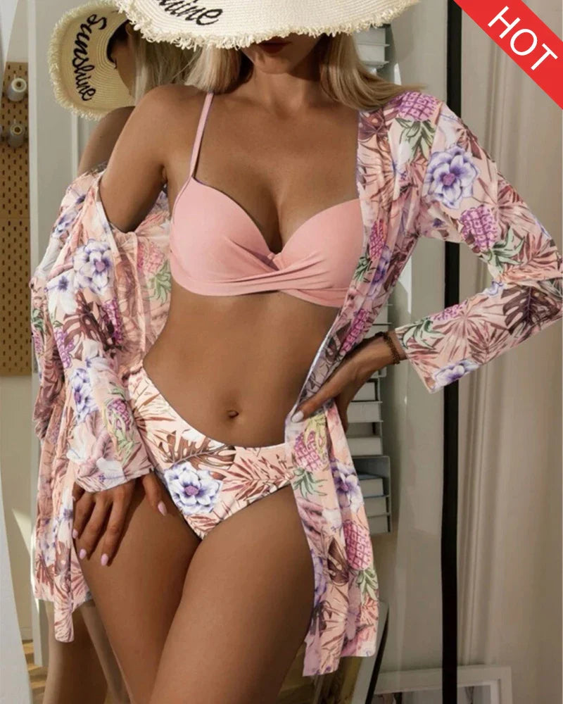 Floral Print Bikini Set Low Waist