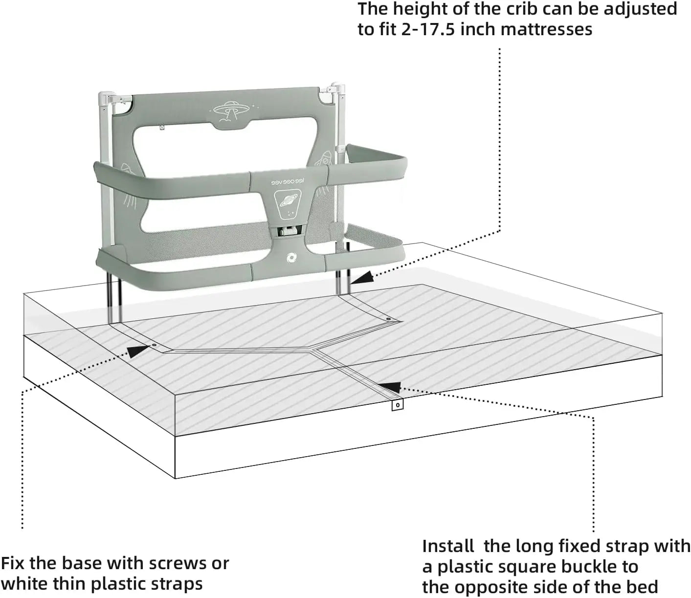 3 In 1 Baby Bed Guardrail Crib - MONLANE