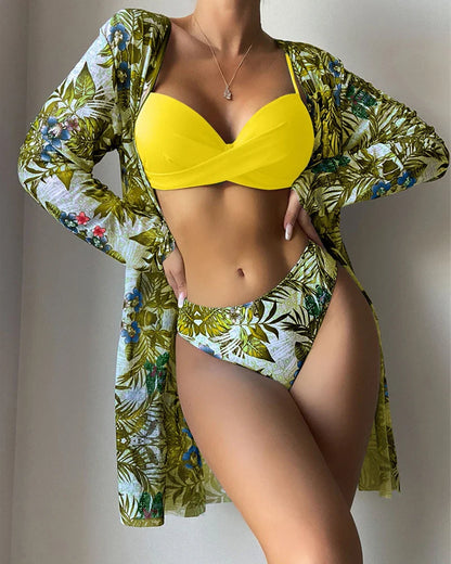 Floral Print Bikini Set Low Waist