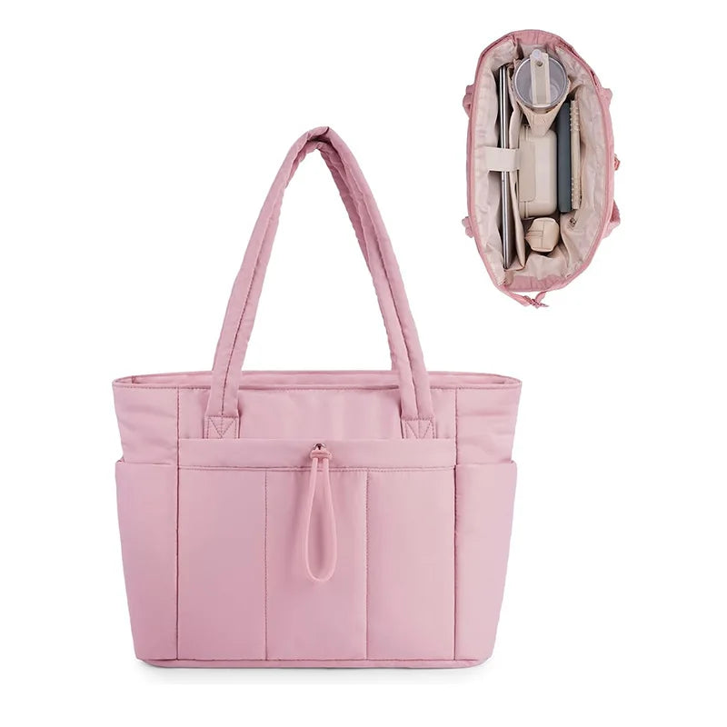 Tote with Cup Holder Laptop Compartment