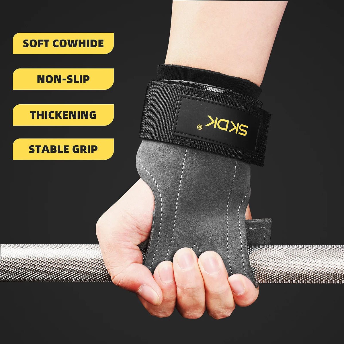 Leather weightlifting wrist straps, view 5