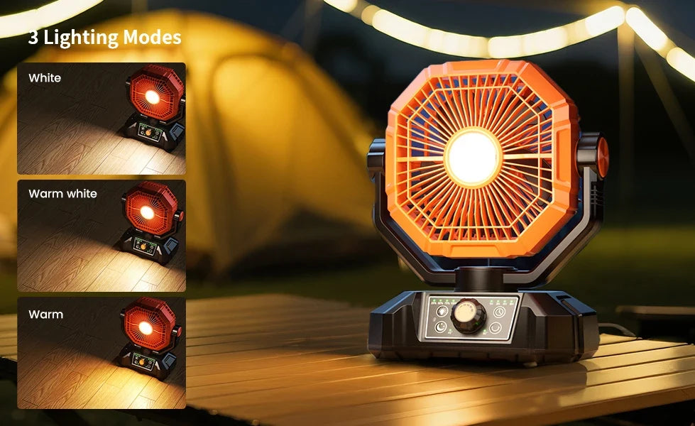 Rechargeable camping fan with LED lantern, view 13