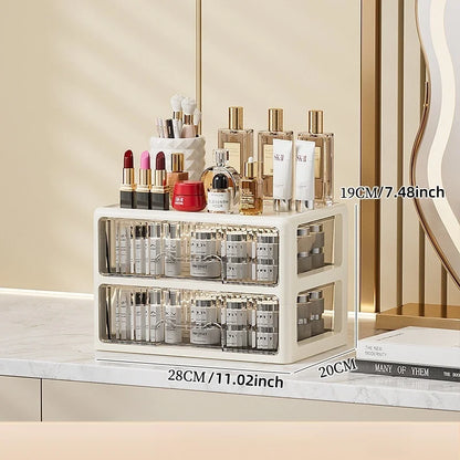 Cream Color Cosmetics Box, Multi-compartment Organizer