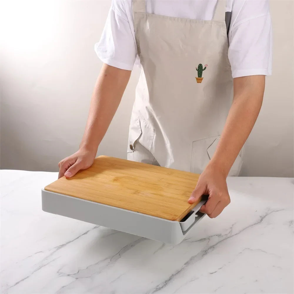 Kitchen Chopping Blocks with Storage Drain Storage Box