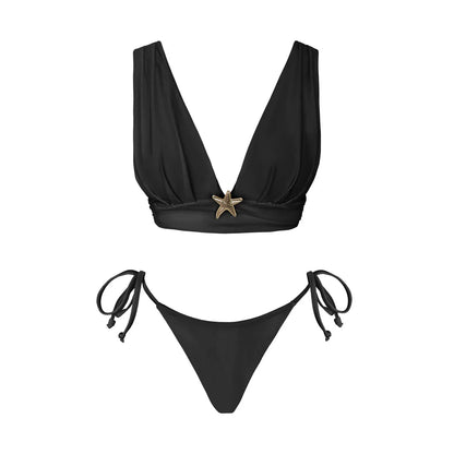 3Pcs Star Button Swimsuit