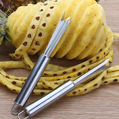 Pineapple peeler and eye remover for easy fruit prep