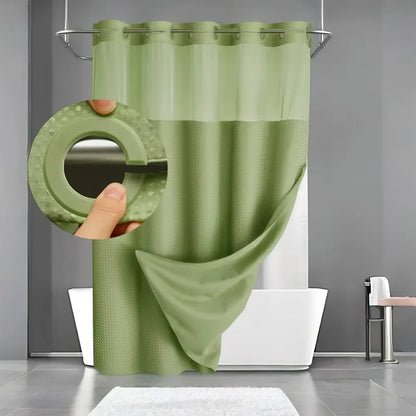 No Hook Shower Curtain with Snap-in Liner