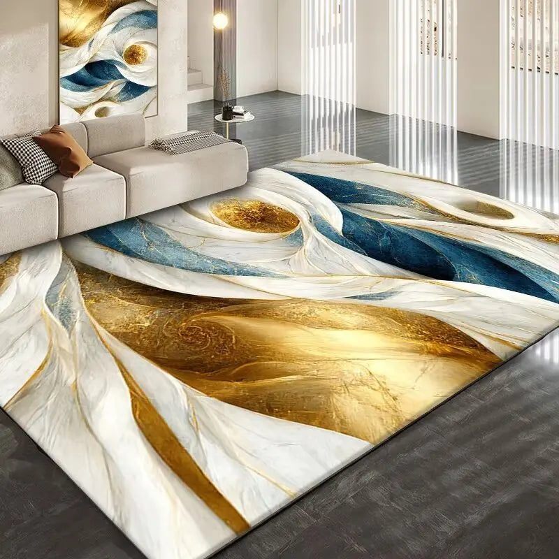 Luxury Golden Abstract marble Rugs