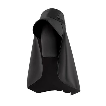 Sun hat with neck cape in Black