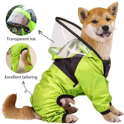 Transparent Hooded Waterproof Dog Raincoat