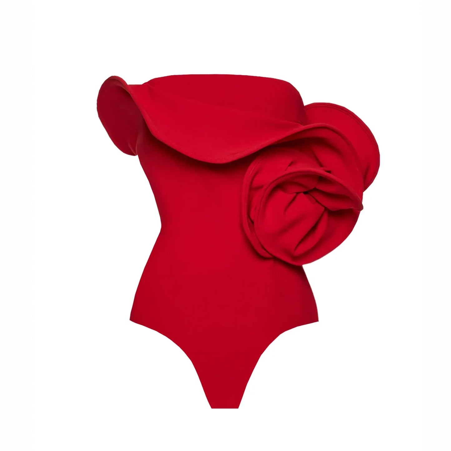 Red Flower One Piece Swimsuit Women Swimwear 2025